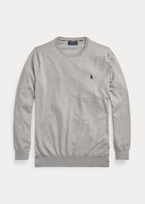 Swetry Ralph Lauren Cotton Crewneck Sweater Męskie Szare | NZSY6769