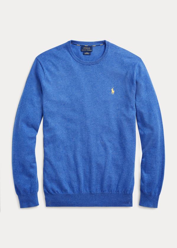 Swetry Ralph Lauren Cotton Crewneck Sweater Męskie Niebieskie | VTZX5782