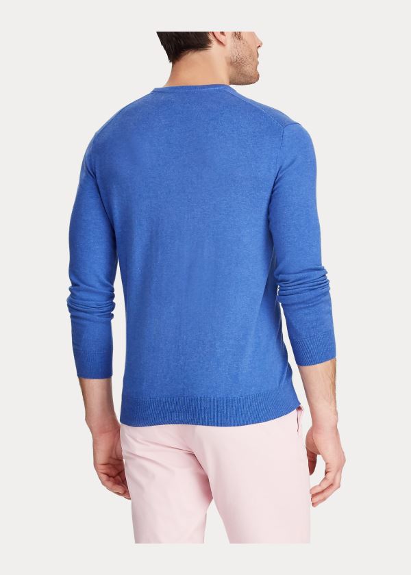 Swetry Ralph Lauren Cotton Crewneck Sweater Męskie Niebieskie | VTZX5782