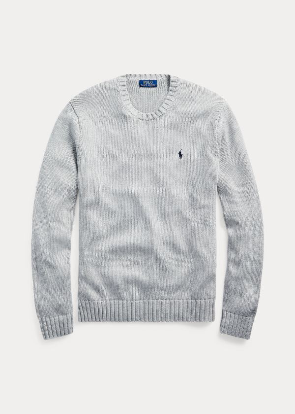 Swetry Ralph Lauren Cotton Crewneck Sweater Męskie Szare | RCNS5277