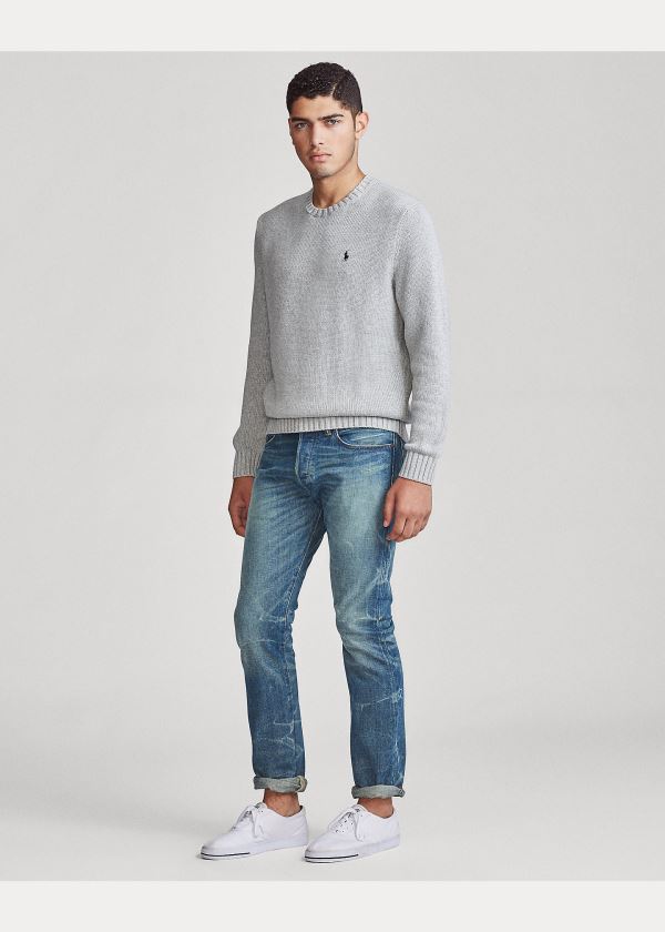 Swetry Ralph Lauren Cotton Crewneck Sweater Męskie Szare | RCNS5277