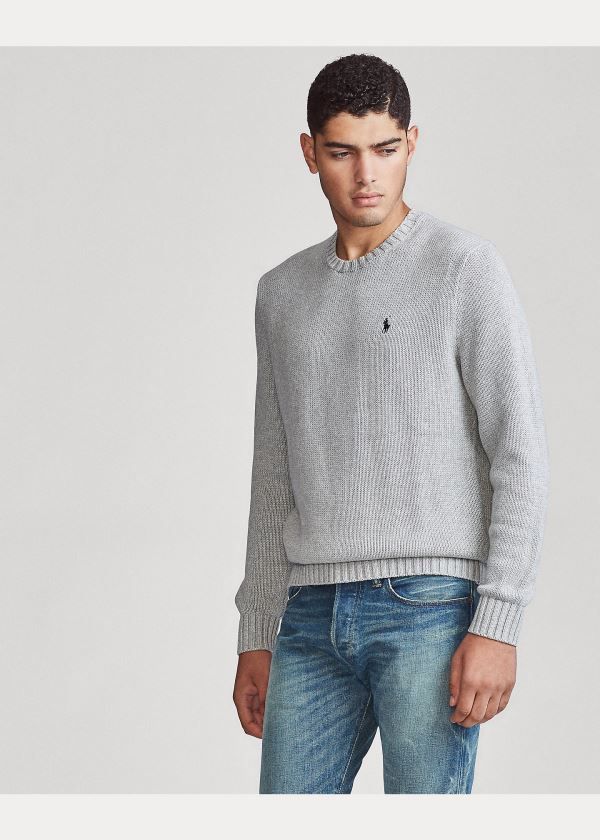 Swetry Ralph Lauren Cotton Crewneck Sweater Męskie Szare | RCNS5277