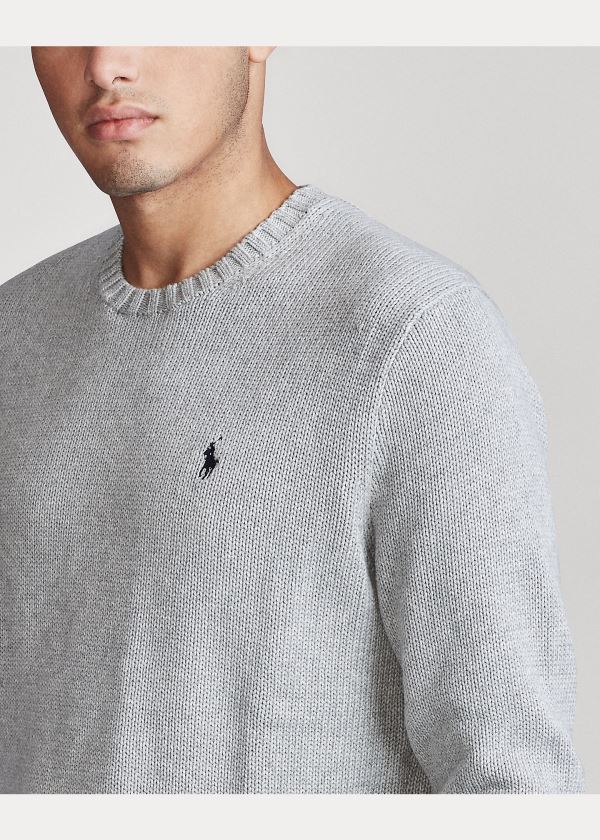 Swetry Ralph Lauren Cotton Crewneck Sweater Męskie Szare | RCNS5277