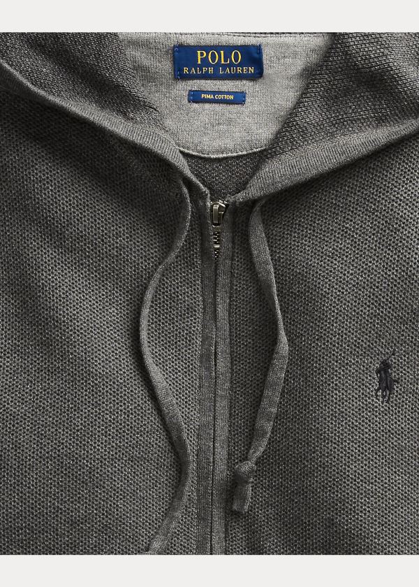 Swetry Ralph Lauren Cotton Full-Zip Sweater Męskie Ciemny Szare | ZRXV5763