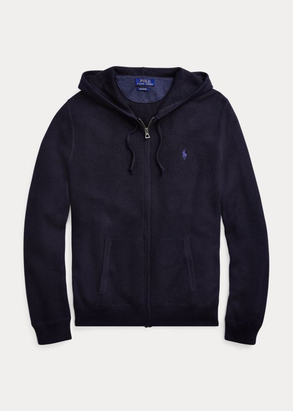 Swetry Ralph Lauren Cotton Full-Zip Sweater Męskie Granatowe | VIBC6790