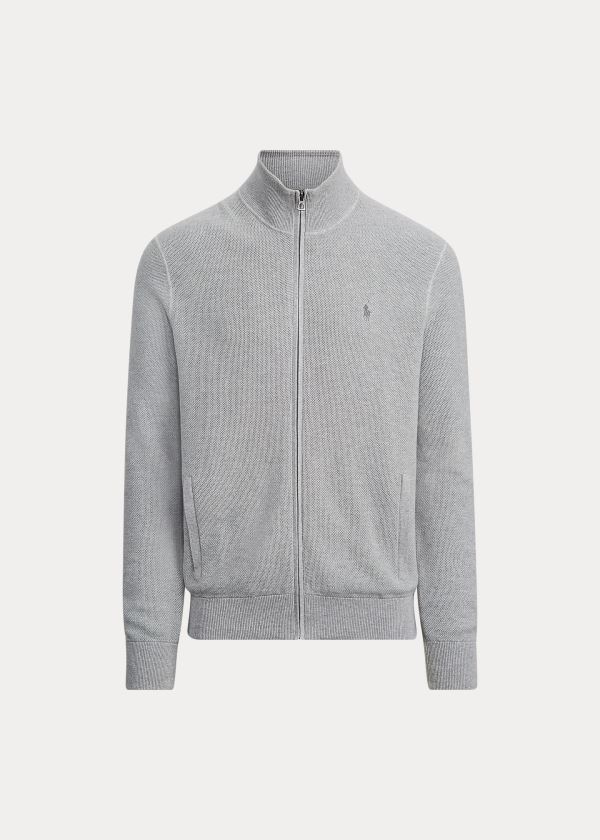 Swetry Ralph Lauren Cotton Full-Zip Sweater Męskie Szare | TWHS2492