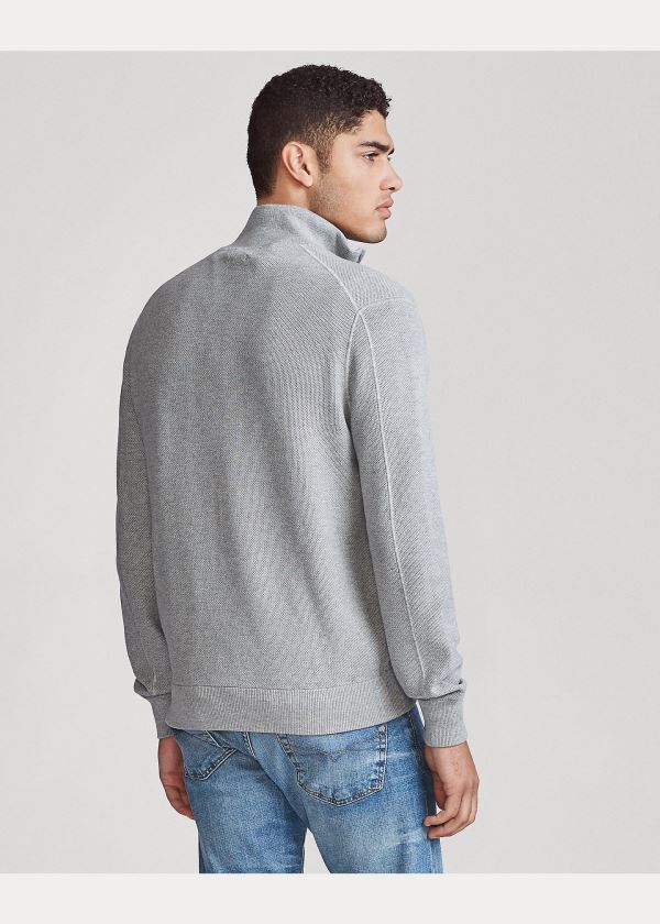 Swetry Ralph Lauren Cotton Full-Zip Sweater Męskie Szare | TWHS2492