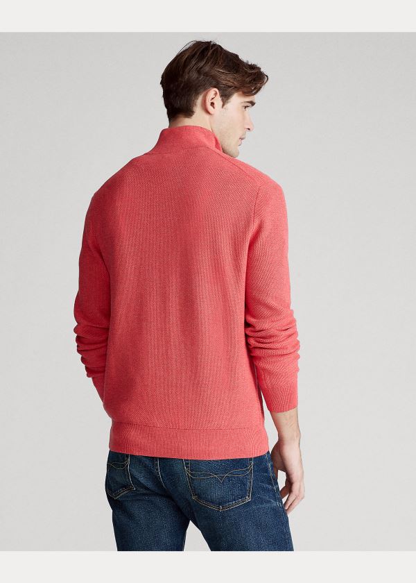 Swetry Ralph Lauren Cotton Half-Zip Sweater Męskie Koralowe | DFIH7874