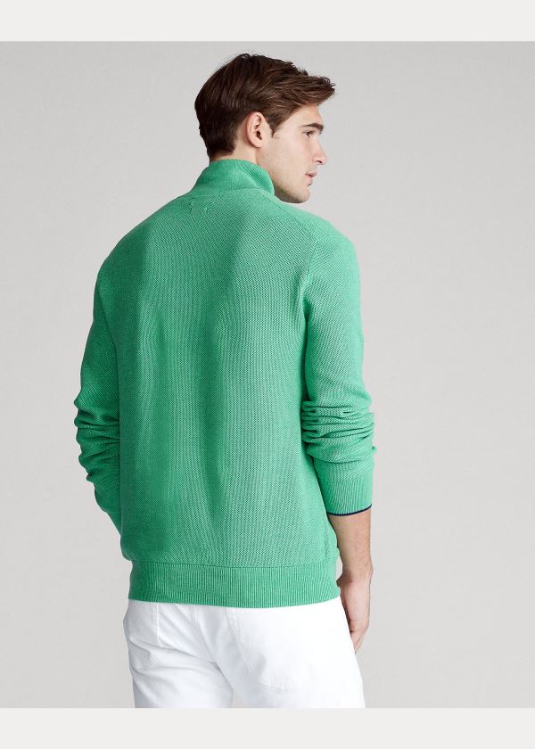 Swetry Ralph Lauren Cotton Half-Zip Sweater Męskie Zielone | CILE1579