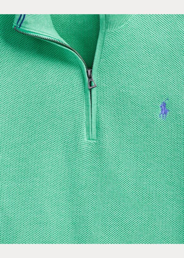 Swetry Ralph Lauren Cotton Half-Zip Sweater Męskie Zielone | CILE1579