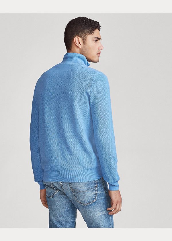 Swetry Ralph Lauren Cotton Half-Zip Sweater Męskie Królewski Niebieski Niebieskie | XCJM0115