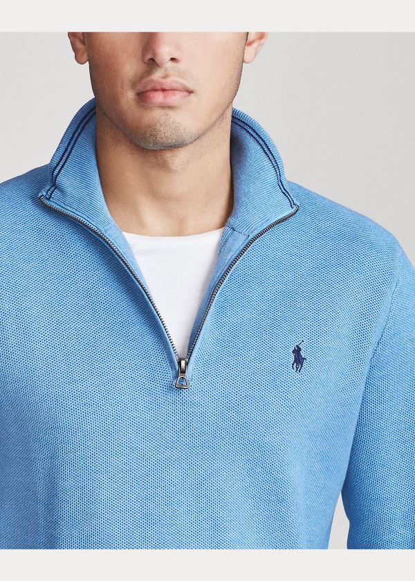 Swetry Ralph Lauren Cotton Half-Zip Sweater Męskie Królewski Niebieski Niebieskie | XCJM0115