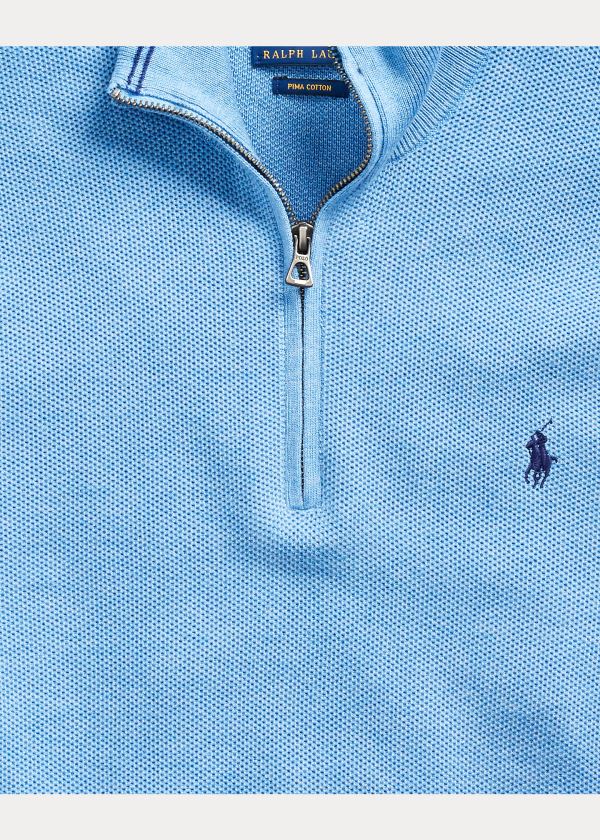 Swetry Ralph Lauren Cotton Half-Zip Sweater Męskie Królewski Niebieski Niebieskie | XCJM0115