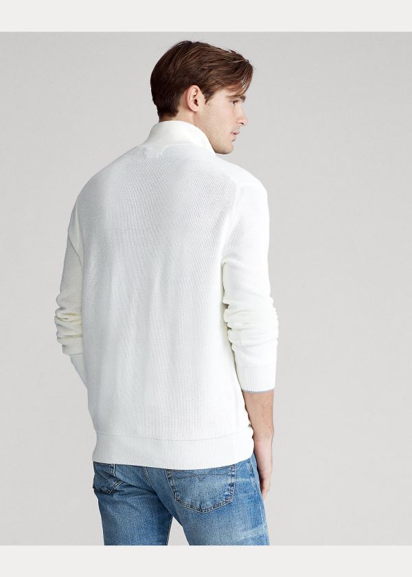 Swetry Ralph Lauren Cotton Half-Zip Sweater Męskie Białe | ZBXD0058