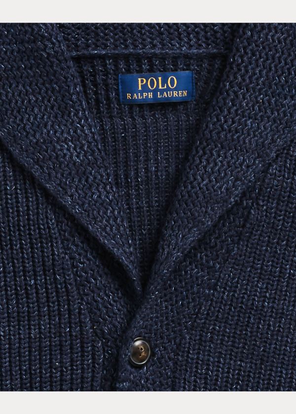 Swetry Ralph Lauren Cotton Shawl-Collar Cardigan Męskie Granatowe | GUFQ1927