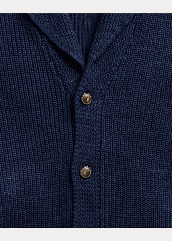 Swetry Ralph Lauren Cotton Shawl-Collar Cardigan Męskie Granatowe | IDGD1191