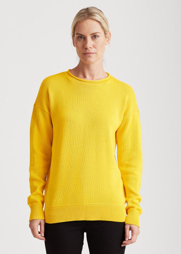 Swetry Ralph Lauren Cotton Sweater Damskie Żółte | RWVS1845