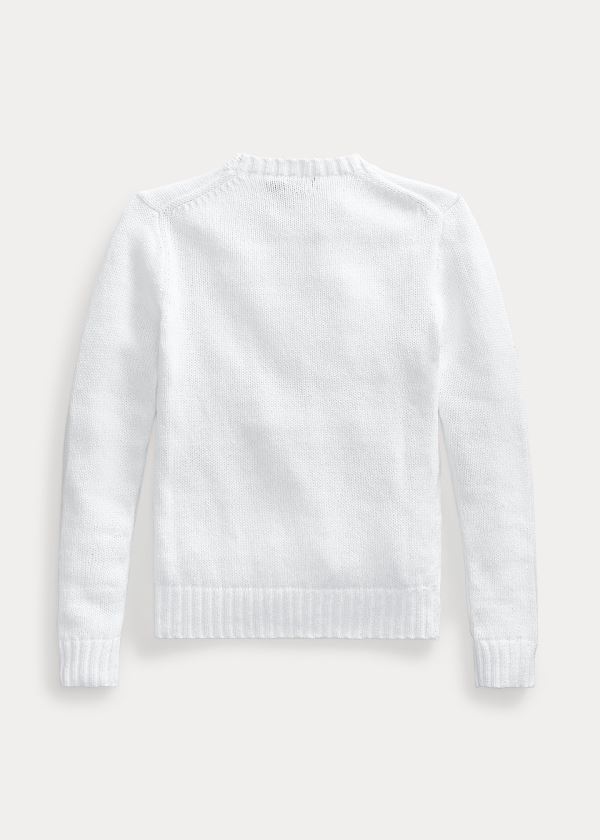 Swetry Ralph Lauren Flag Eyelet Sweater Damskie Białe | VPUQ8577