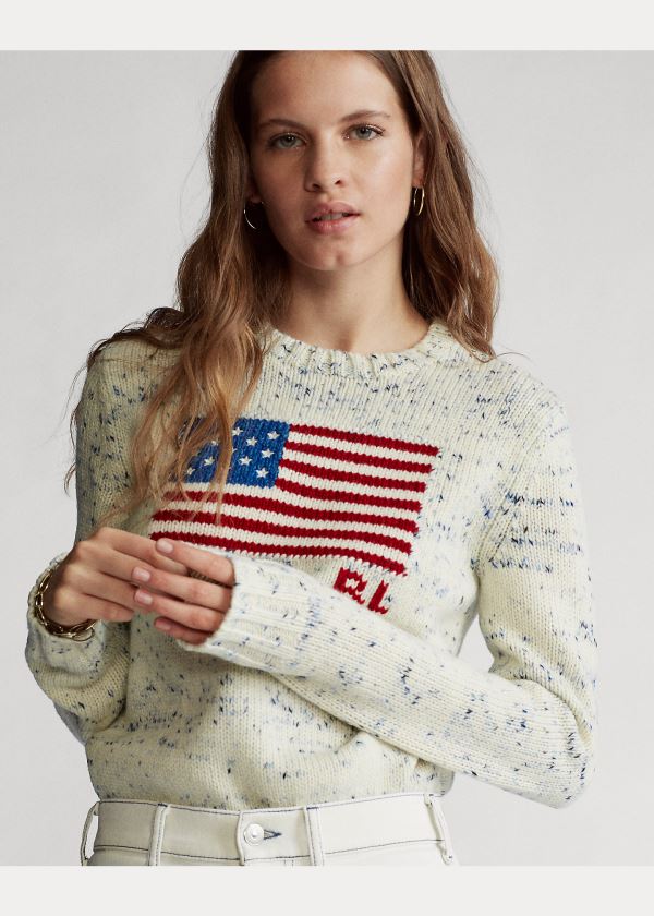 Swetry Ralph Lauren Flag Wool Sweater Damskie Kolorowe | SPNF7657