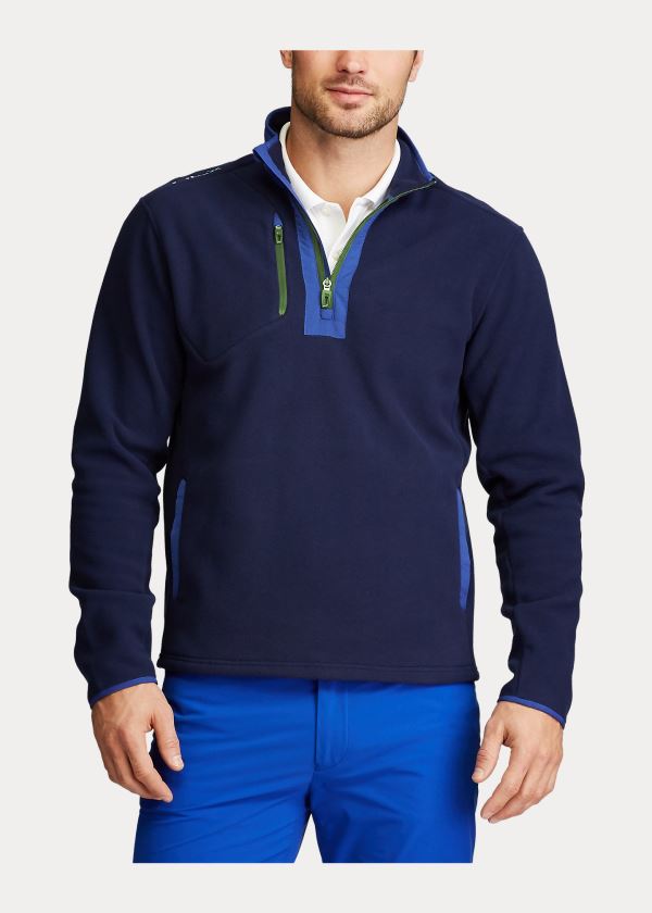 Swetry Ralph Lauren Fleece Quarter-Zip Pullover Męskie Granatowe | VPCQ5927