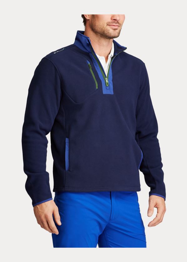 Swetry Ralph Lauren Fleece Quarter-Zip Pullover Męskie Granatowe | VPCQ5927