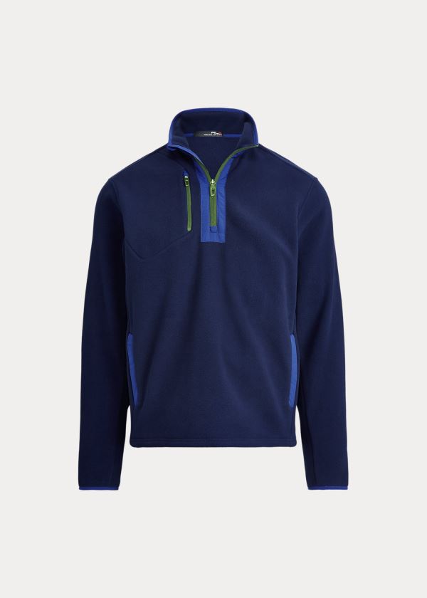 Swetry Ralph Lauren Fleece Quarter-Zip Pullover Męskie Granatowe | VPCQ5927