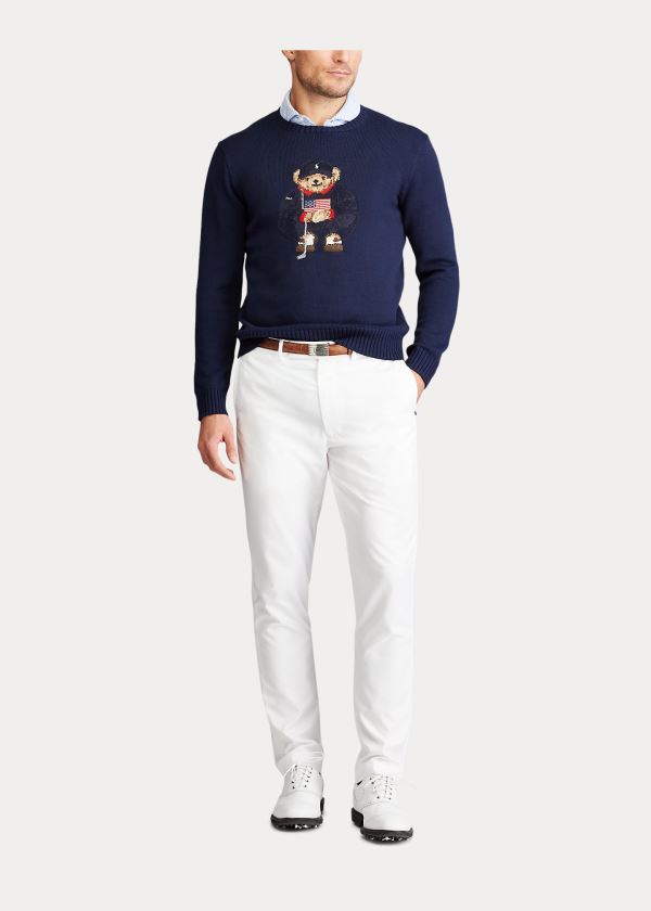 Swetry Ralph Lauren Golf Bear Cotton-Blend Sweater Męskie Granatowe | BGMM5891