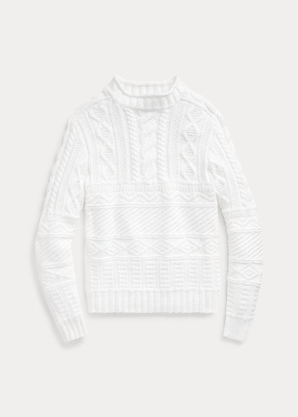 Swetry Ralph Lauren Hand-Knit Cotton-Blend Sweater Męskie Beżowe | QHUW1464