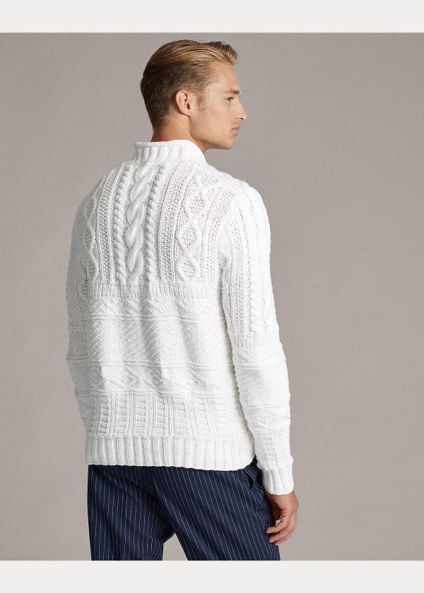 Swetry Ralph Lauren Hand-Knit Cotton-Blend Sweater Męskie Beżowe | QHUW1464