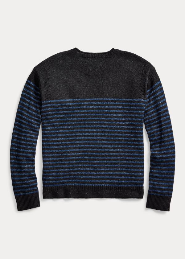 Swetry Ralph Lauren Indigo Linen-Cotton Sweater Męskie Czarne Niebieskie Indygo | VKFS1955