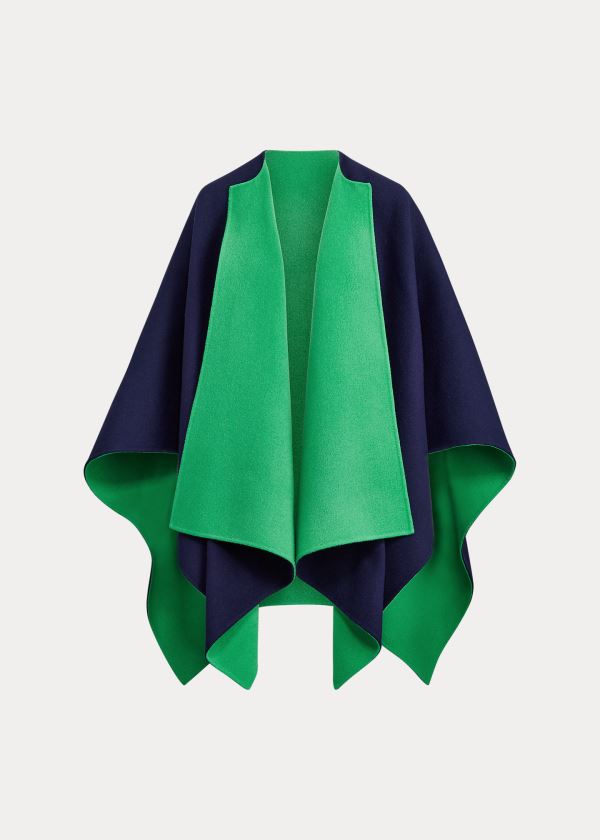 Swetry Ralph Lauren Kellin Virgin Wool Poncho Damskie Granatowe | BXWI3685