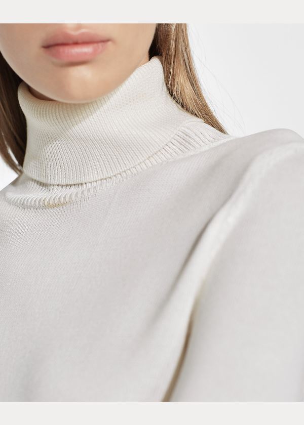 Swetry Ralph Lauren Lacquered Turtleneck Sweater Damskie Kremowe | OUVQ8123