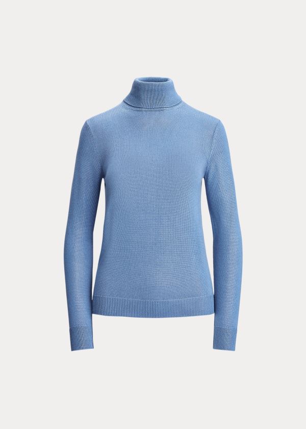 Swetry Ralph Lauren Lacquered Turtleneck Sweater Damskie Niebieskie | OXLG4707