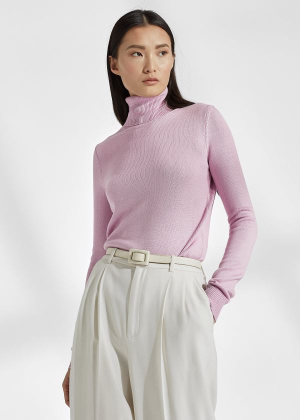 Swetry Ralph Lauren Lacquered Turtleneck Sweater Damskie Fioletowe | LMIM6077