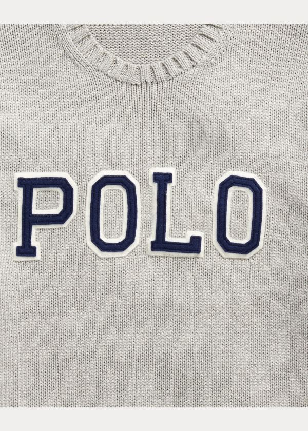 Swetry Ralph Lauren Logo Crewneck Sweater Męskie Szare | ORVT3268