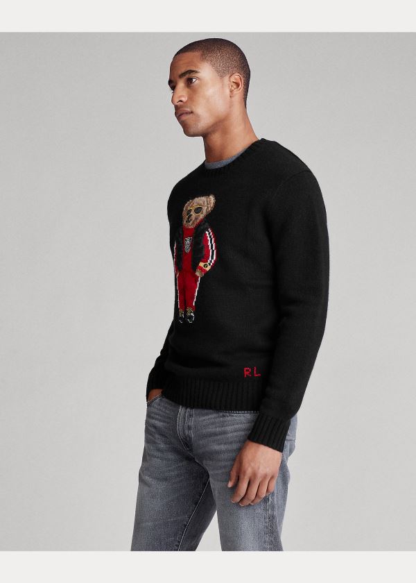 Swetry Ralph Lauren Lunar New Year Bear Sweater Męskie Czarne | SQAN2737