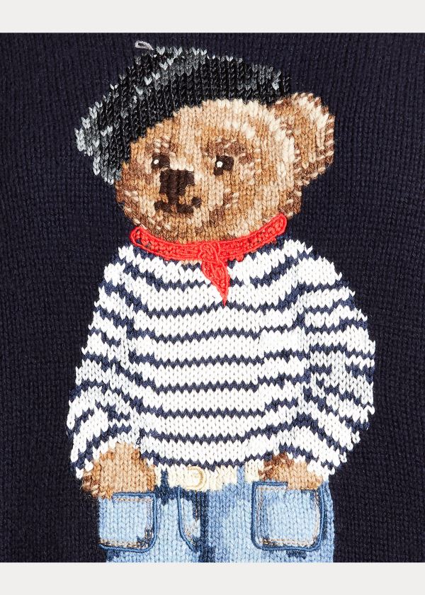 Swetry Ralph Lauren Marseille Polo Bear Sweater Damskie Granatowe | NVPD3468