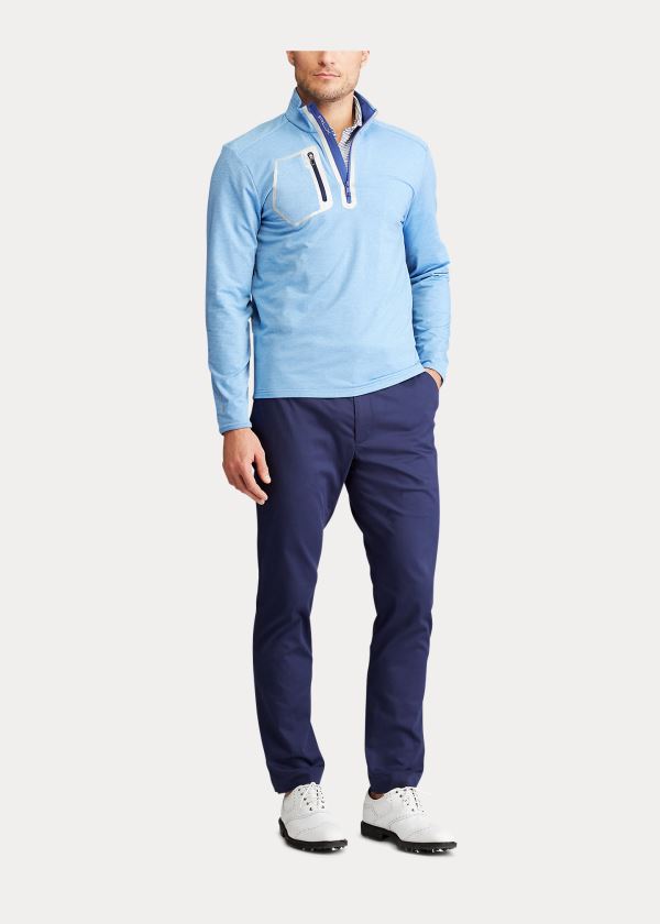 Swetry Ralph Lauren Performance Stretch Pullover Męskie Niebieskie | GDDV0025