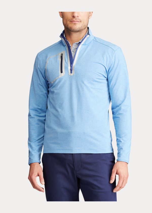 Swetry Ralph Lauren Performance Stretch Pullover Męskie Niebieskie | GDDV0025