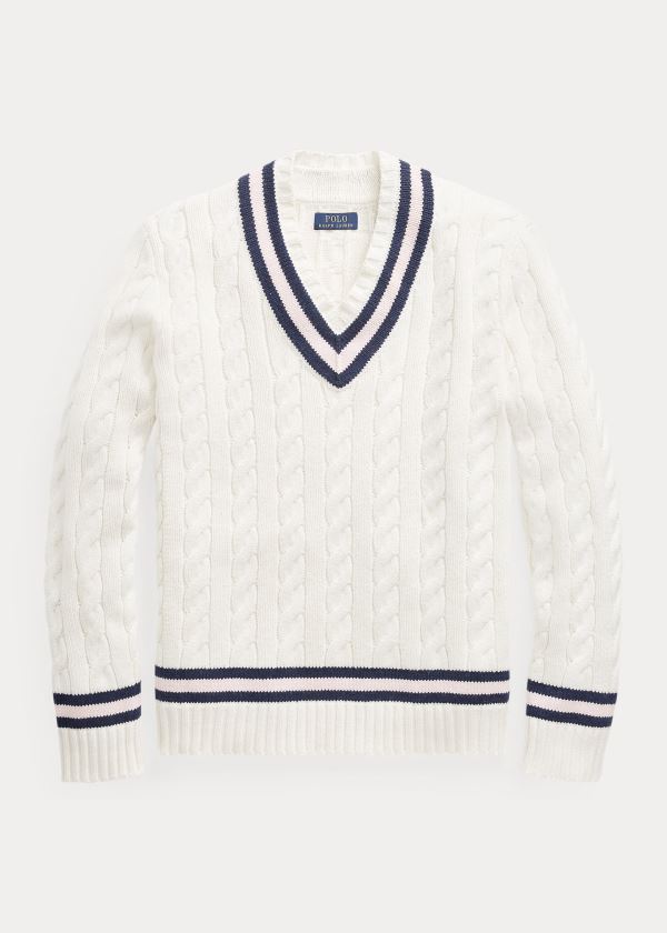 Swetry Ralph Lauren Pink Pony Cricket Sweater Męskie Kremowe Granatowe Różowe | VBPL1077