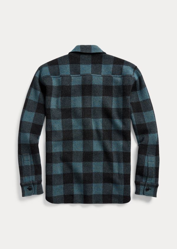 Swetry Ralph Lauren Plaid Workshirt Sweater Męskie Niebieskie Kolorowe | IPTH4315