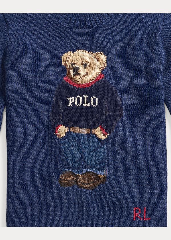 Swetry Ralph Lauren Polo Bear Cotton-Blend Sweater Damskie Granatowe | MIPV4573