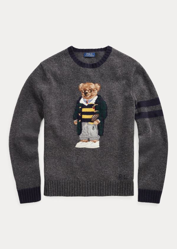 Swetry Ralph Lauren Polo Bear Wool Sweater Męskie Szare | PWIN2594