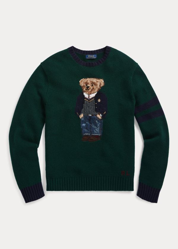 Swetry Ralph Lauren Preppy Bear Sweater Męskie Zielone | NIJZ6969