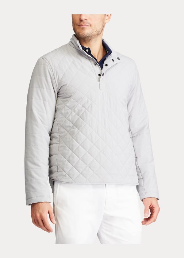 Swetry Ralph Lauren Quilted Stretch Pullover Męskie Szare | CTTK1226