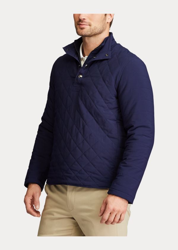 Swetry Ralph Lauren Quilted Stretch Pullover Męskie Granatowe | CLUP6351