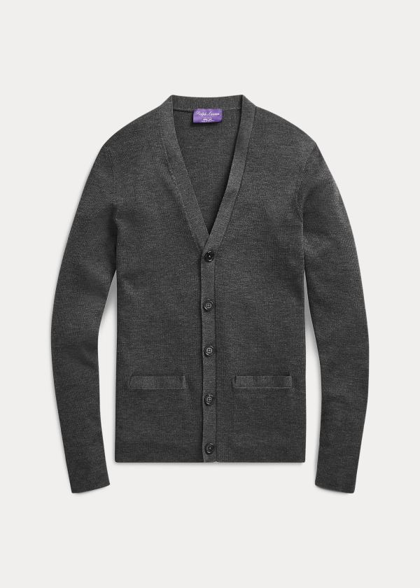 Swetry Ralph Lauren RLX Slim Fit Merino Cardigan Męskie Szare | MZHI1199