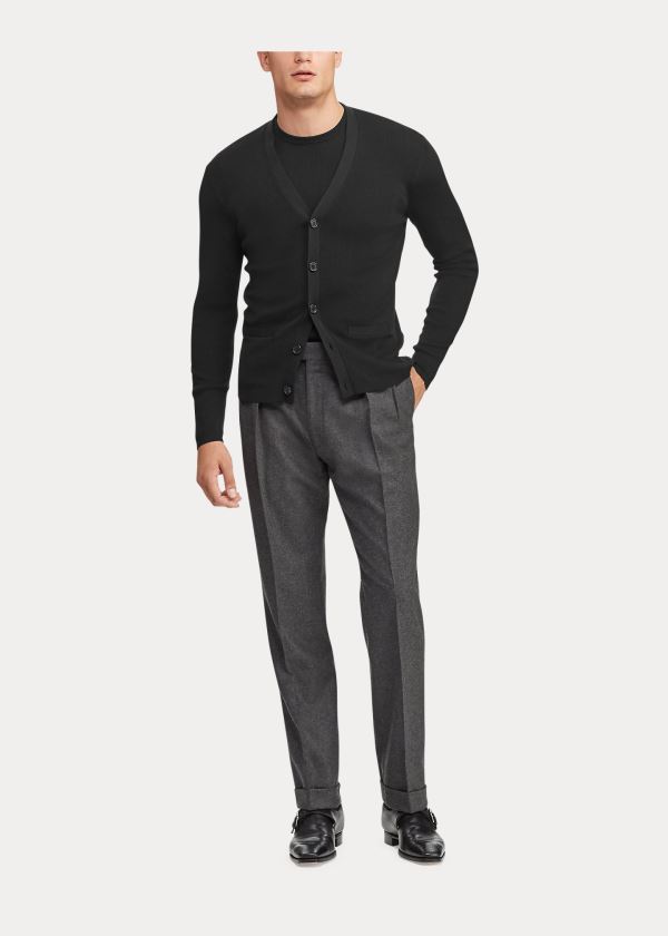 Swetry Ralph Lauren RLX Slim Fit Merino Cardigan Męskie Czarne | UGSY9048