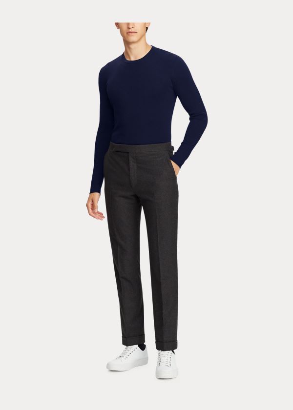 Swetry Ralph Lauren RLX Slim Ribbed Merino Sweater Męskie Granatowe | UQIQ6314