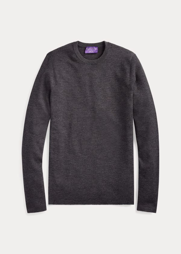 Swetry Ralph Lauren RLX Slim Ribbed Merino Sweater Męskie Szare | QJUS8315